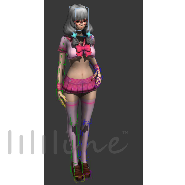 Pink Short Skirt Girl Woman 3D Model 0048